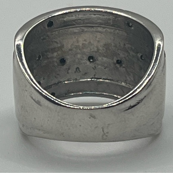 Wide Black Pave Statement Ring – Size 7.5 - Picture 3 of 3